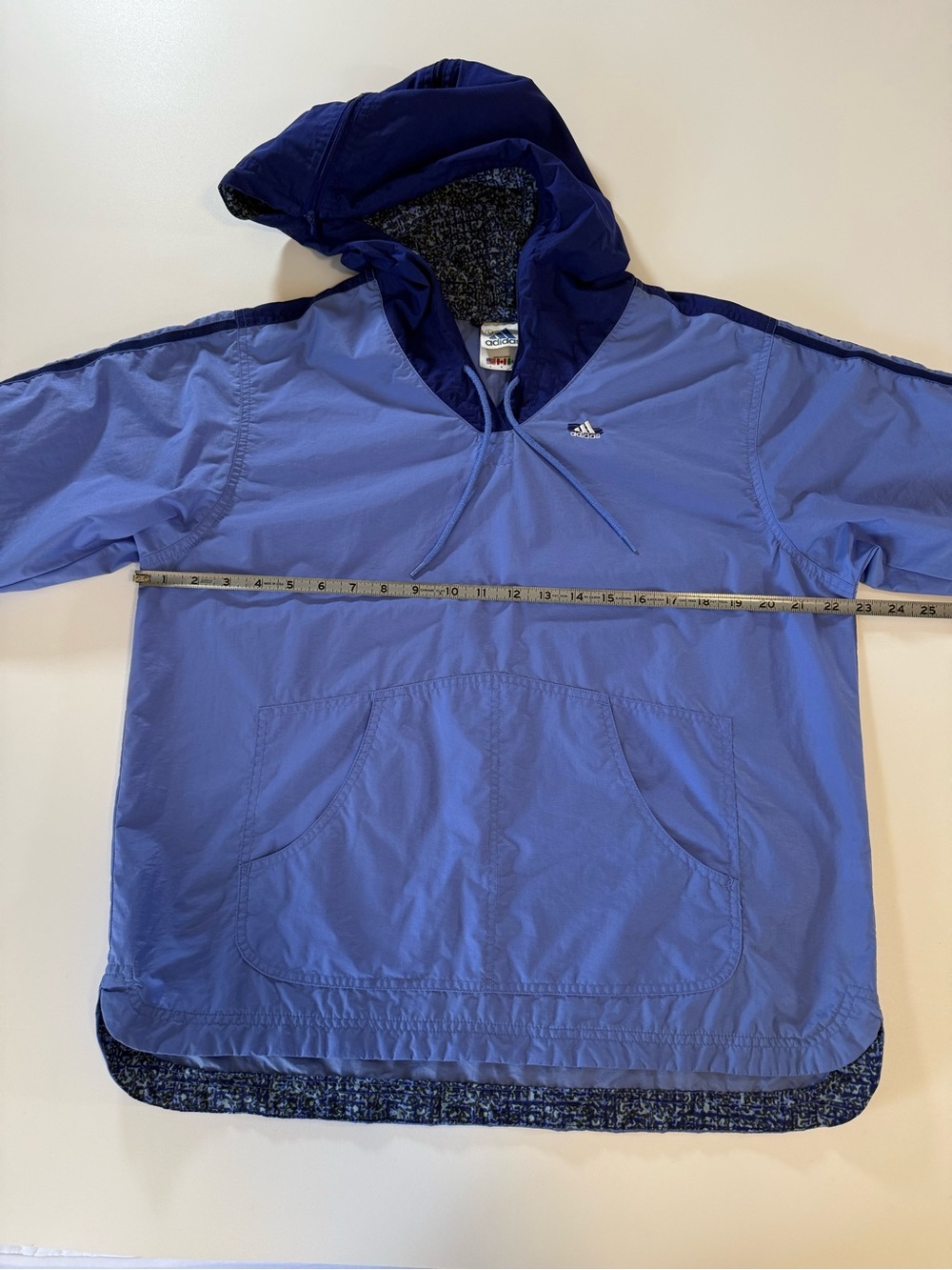 Vintage Adidas Windbreaker three stripes blue Zip Hood Size Women’s Large - Picture 9 of 10